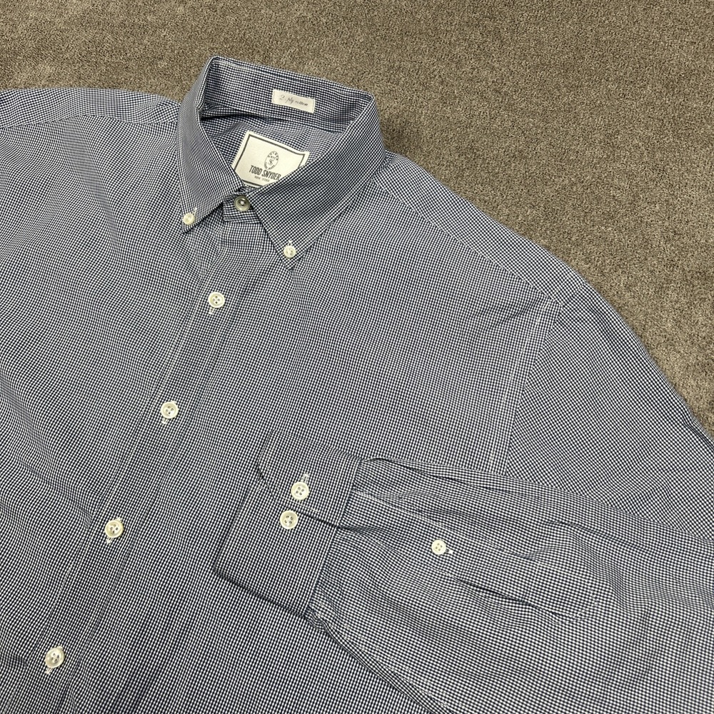 Todd Snyder Shirt Mens 16.5 32/33 Large Blue Gingham Check Business Casual